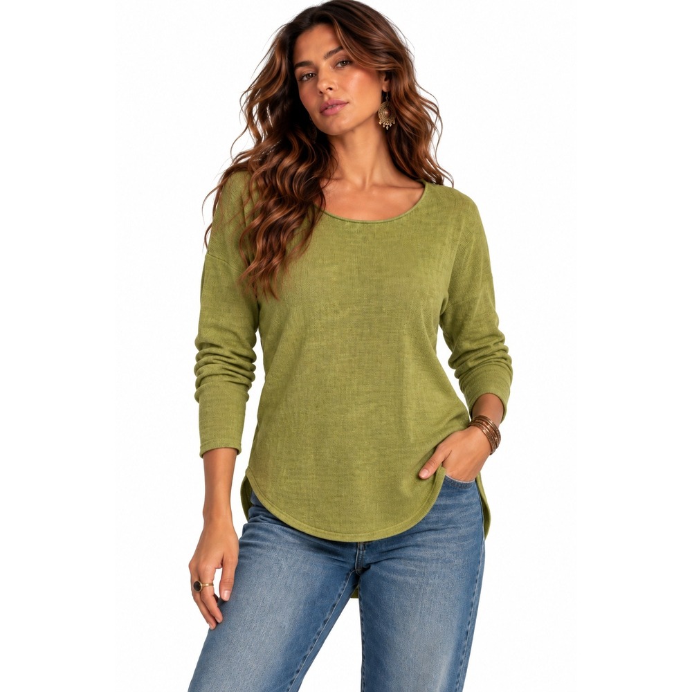 Eileen Fisher Merino Wool Tunic Sweater sz S Chartreuse Green High Low Italian